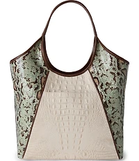 BRAHMIN Multi Genoa Collection Snake Embossed Iona Oversized Tote Bag