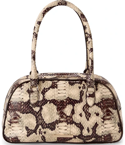 BRAHMIN Mythos Collection Feline Angie Snake Embossed Small Dome Satchel Bag