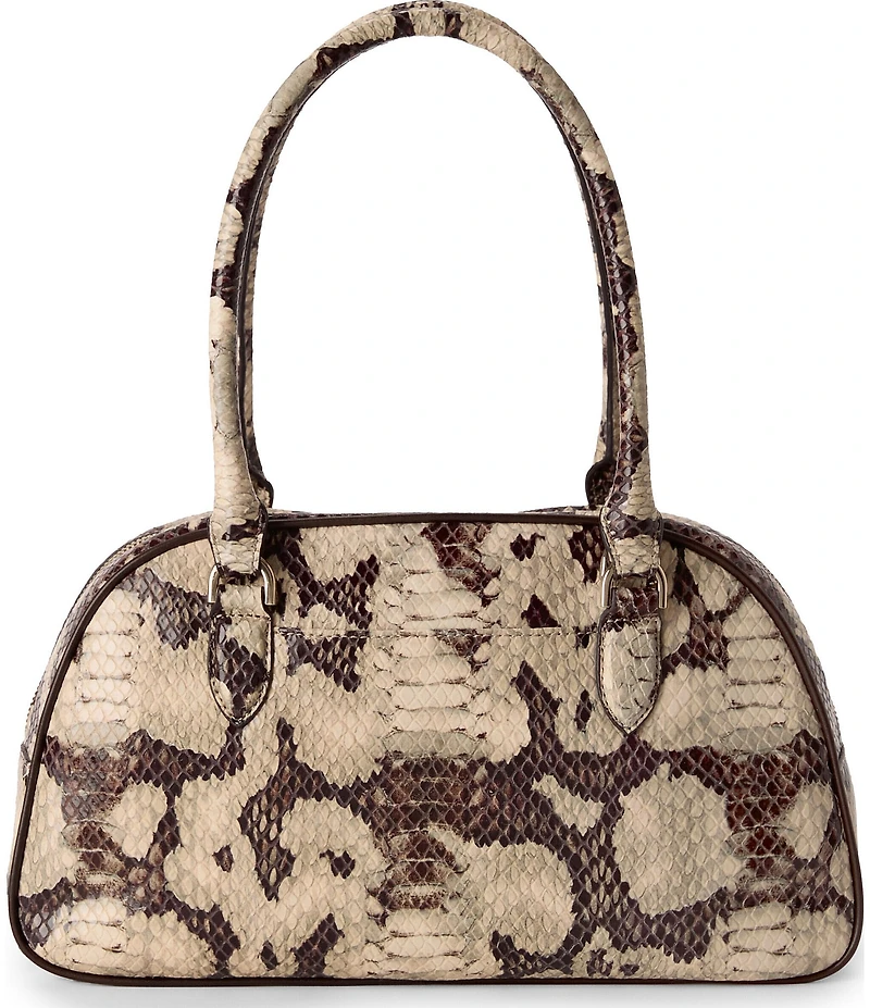 BRAHMIN Mythos Collection Feline Angie Snake Embossed Small Dome Satchel Bag