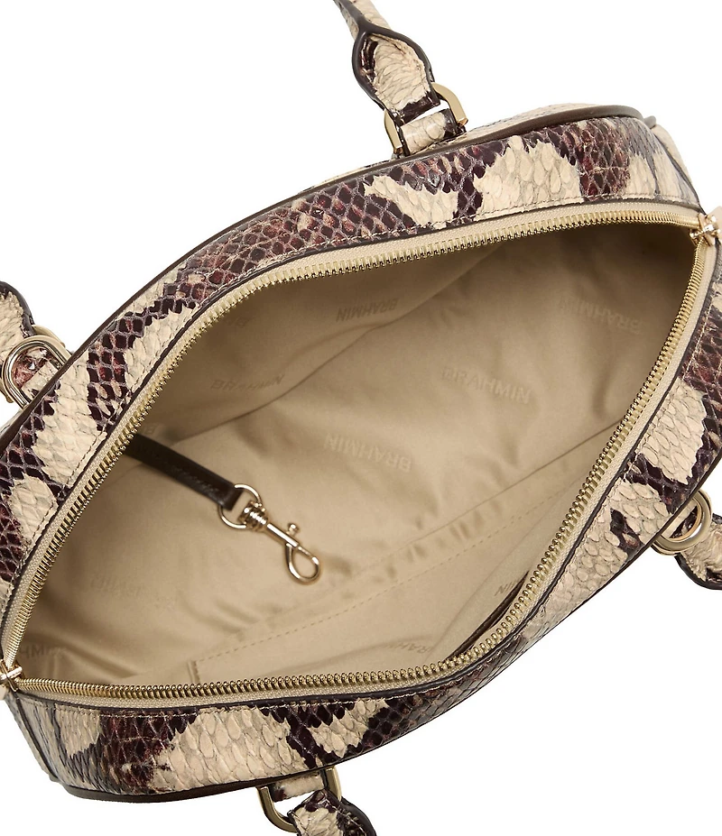 BRAHMIN Mythos Collection Feline Angie Snake Embossed Small Dome Satchel Bag