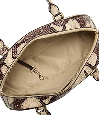 BRAHMIN Mythos Collection Feline Angie Snake Embossed Small Dome Satchel Bag