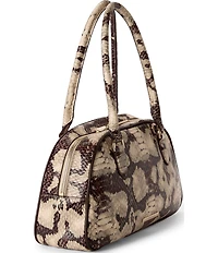 BRAHMIN Mythos Collection Feline Angie Snake Embossed Small Dome Satchel Bag