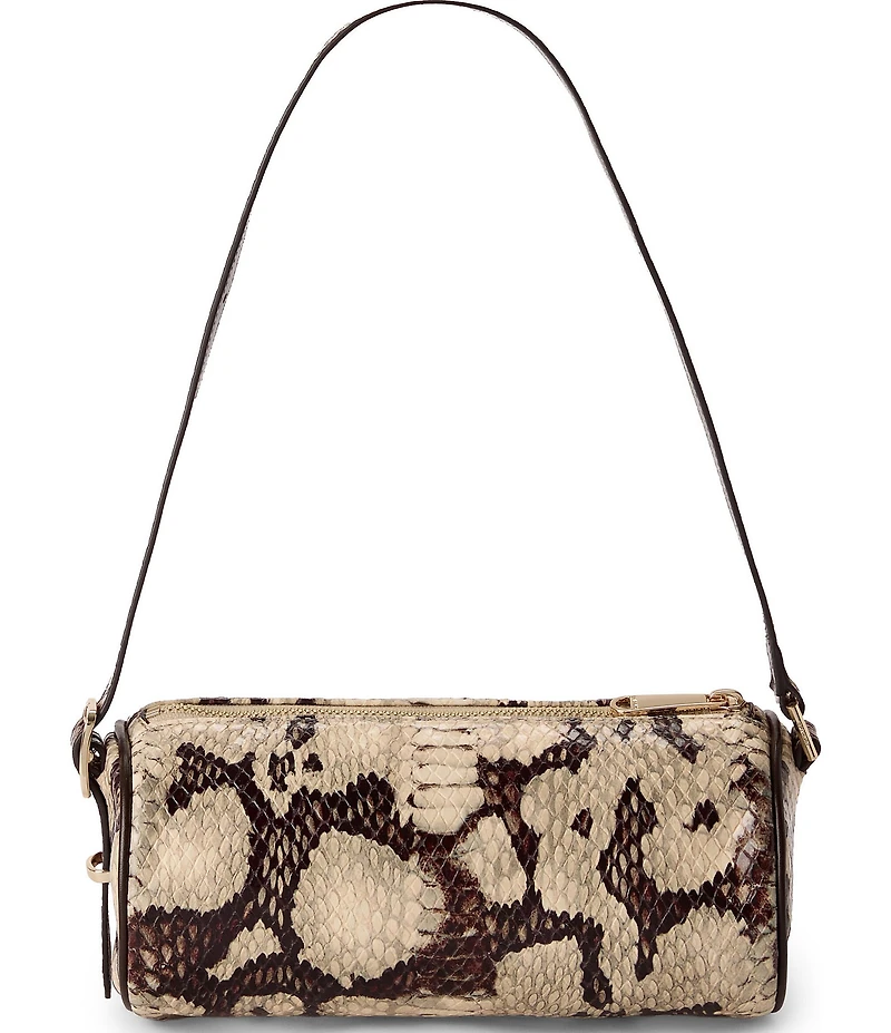 BRAHMIN Mythos Collection Feline Billie Snake Embossed Barrel Shoulder Bag