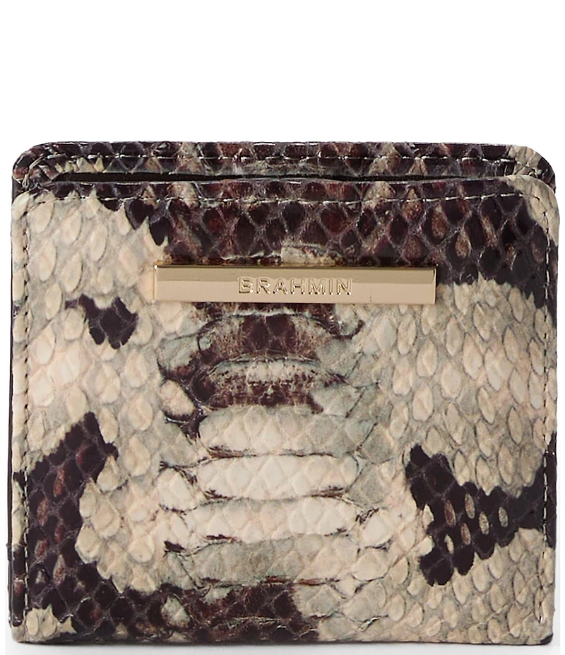 BRAHMIN Mythos Collection Feline Jane Snake Embossed Mini Bifold Snap Wallet