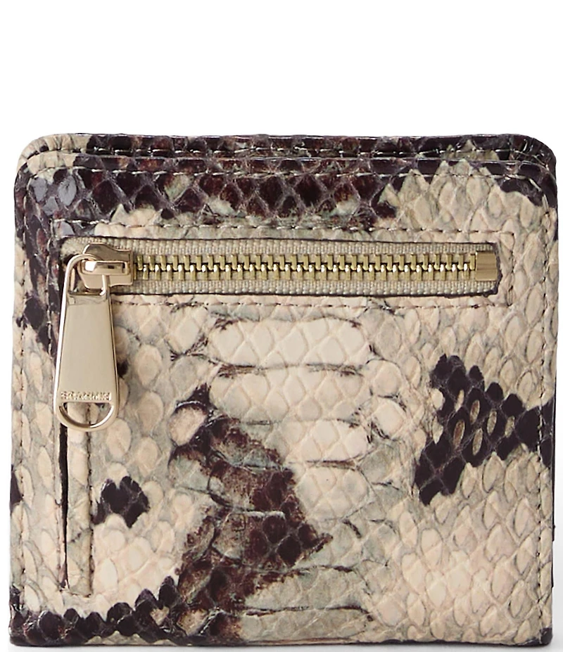 BRAHMIN Mythos Collection Feline Jane Snake Embossed Mini Bifold Snap Wallet