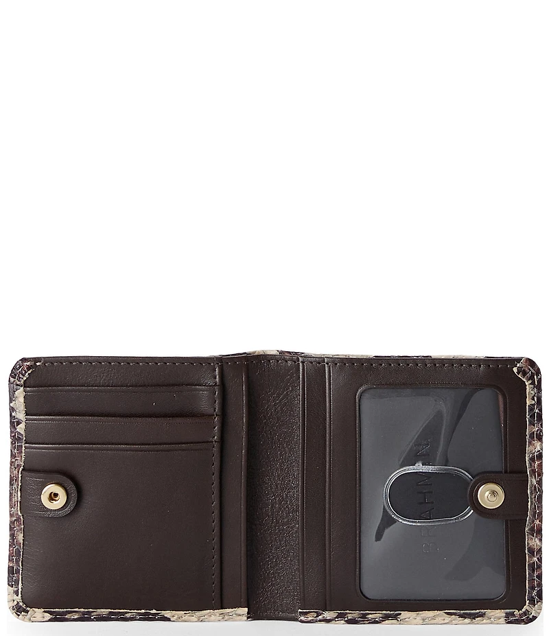 BRAHMIN Mythos Collection Feline Jane Snake Embossed Mini Bifold Snap Wallet