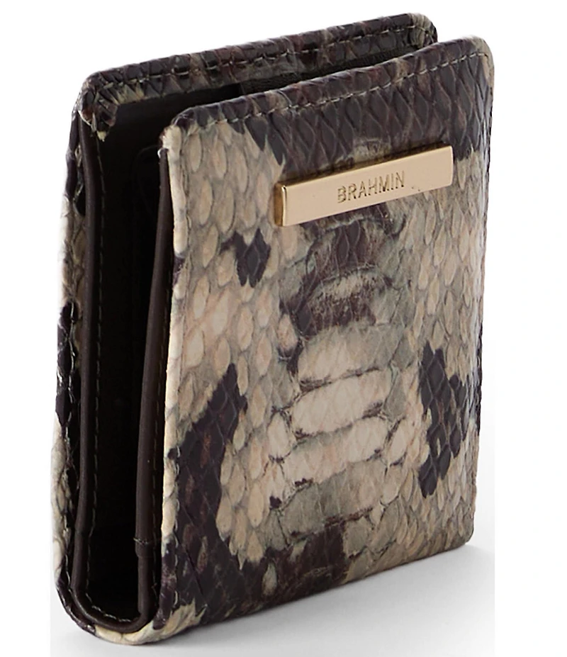 BRAHMIN Mythos Collection Feline Jane Snake Embossed Mini Bifold Snap Wallet
