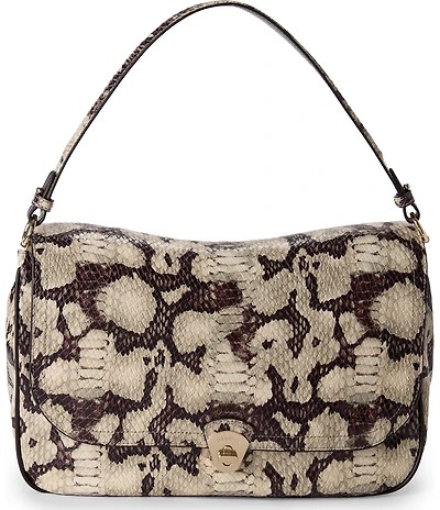 BRAHMIN Mythos Collection Feline Jolene Oversized Snake Embossed Slouchy Shoulder Bag