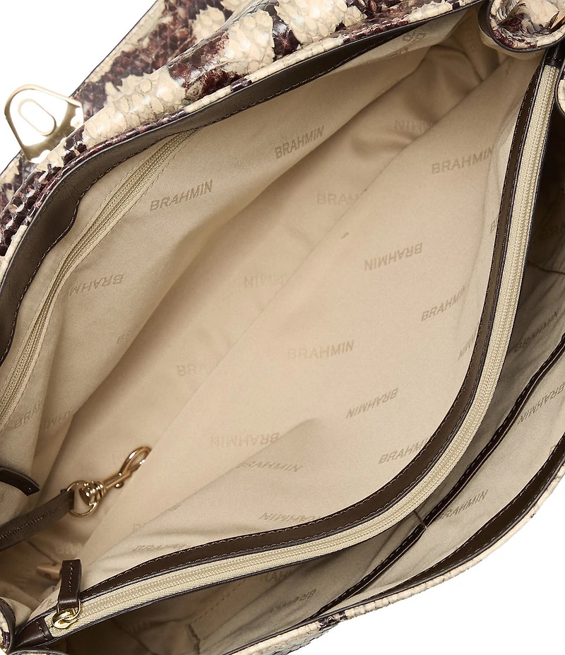 BRAHMIN Mythos Collection Feline Jolene Oversized Snake Embossed Slouchy Shoulder Bag