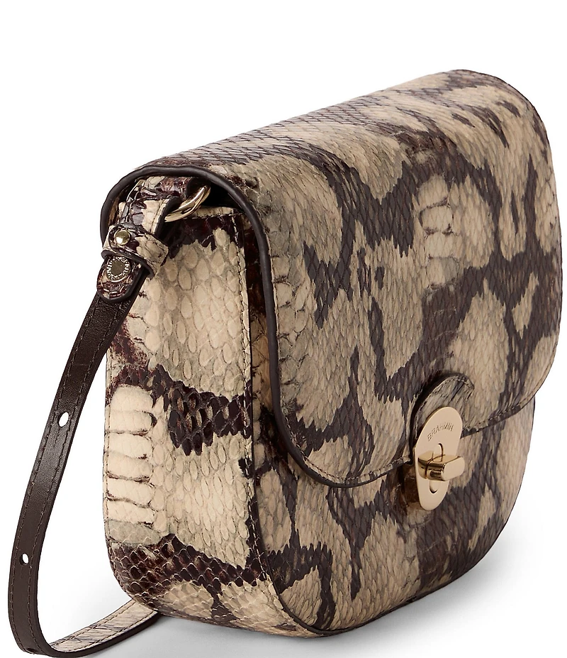 BRAHMIN Mythos Collection Feline Portia Snake Embossed Flap Crossbody Bag