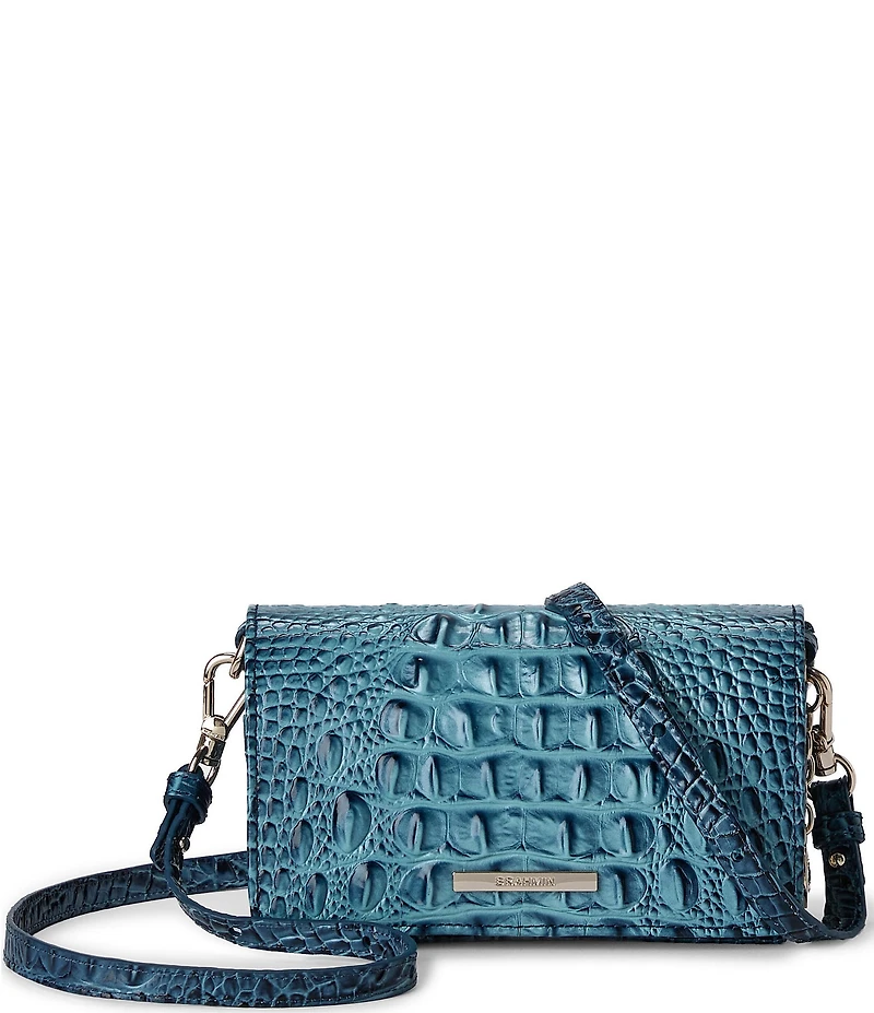 BRAHMIN Ombre Melbourne Collection Retro Blue Minuette Crossbody Bag