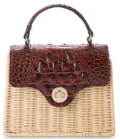 BRAHMIN Pecan Maison Liliana Wicker Top Handle Satchel Bag