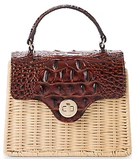 BRAHMIN Pecan Maison Liliana Wicker Top Handle Satchel Bag