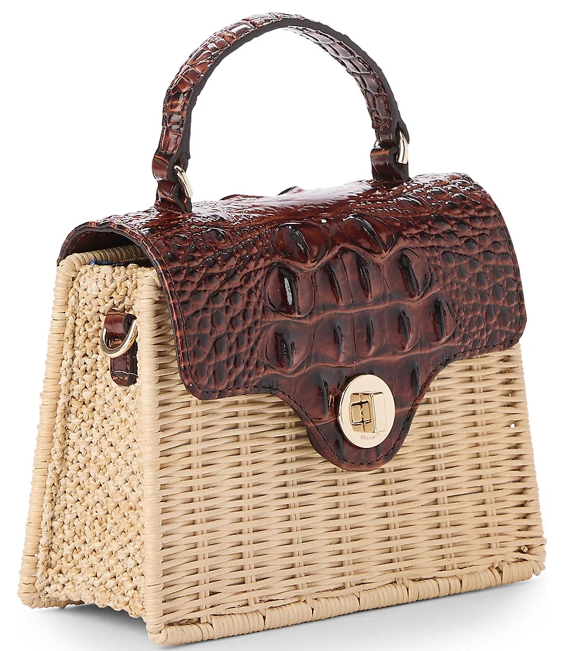 BRAHMIN Pecan Maison Liliana Wicker Top Handle Satchel Bag
