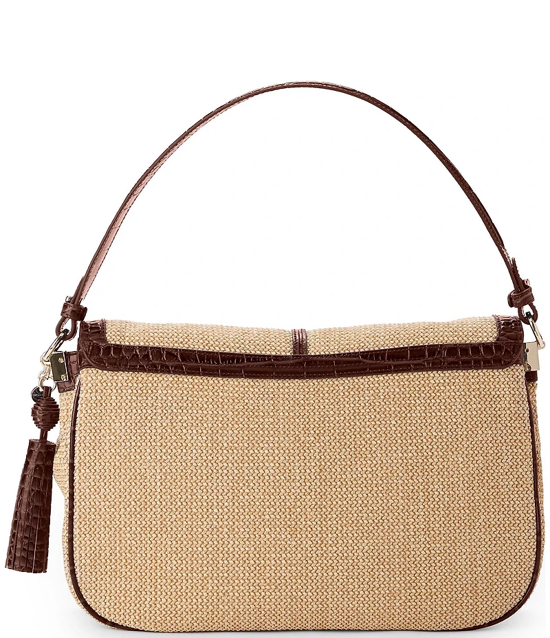 BRAHMIN Pecan Windswept Collection Jolene Raffia Shoulder Bag