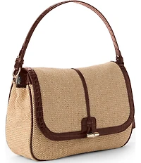 BRAHMIN Pecan Windswept Collection Jolene Raffia Shoulder Bag