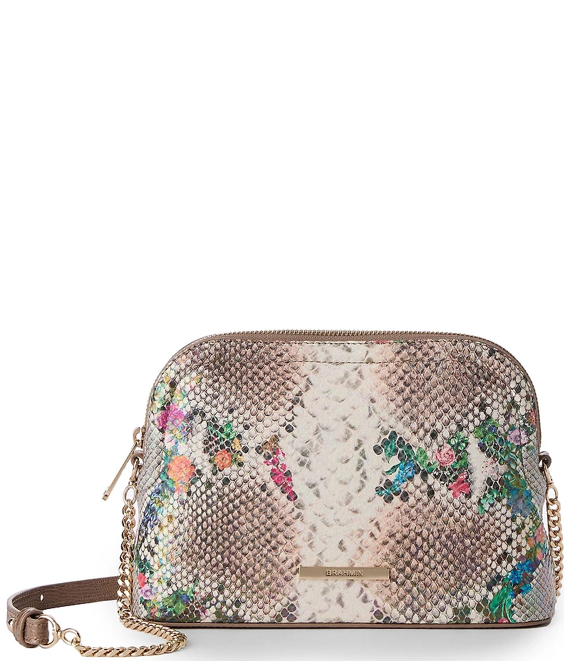BRAHMIN Piaffe Collection Amal Snake Print Floral Crossbody Bag