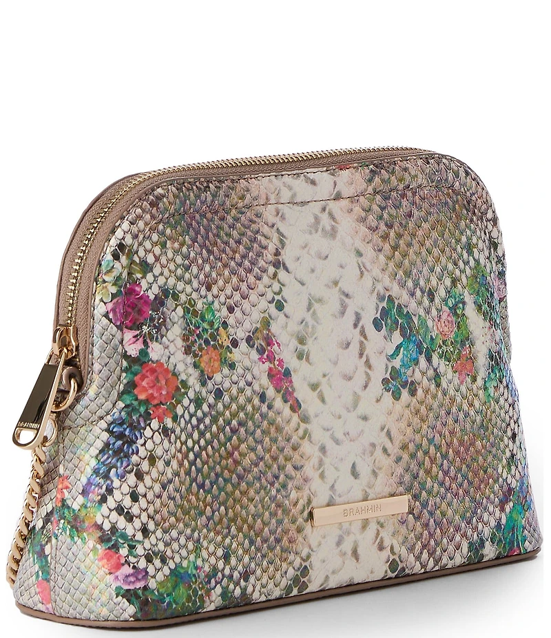 BRAHMIN Piaffe Collection Amal Snake Print Floral Crossbody Bag