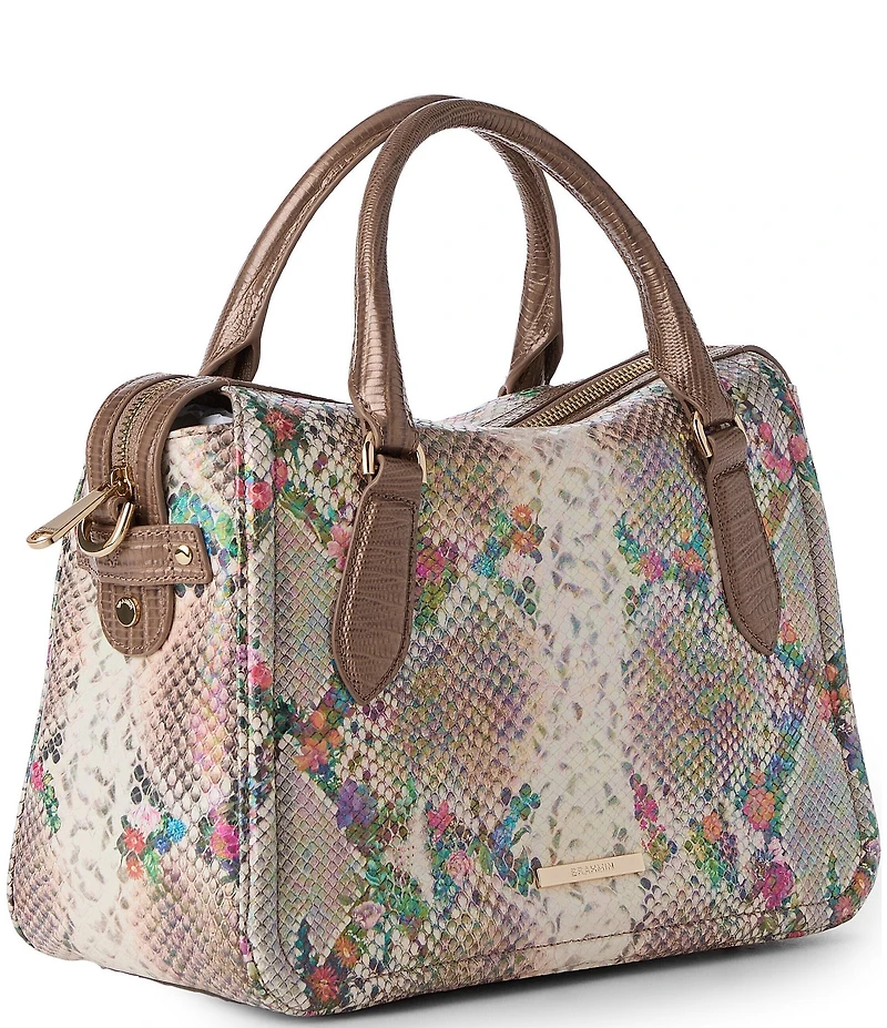 BRAHMIN Piaffe Collection Micaela Snake Print Floral Satchel Bag