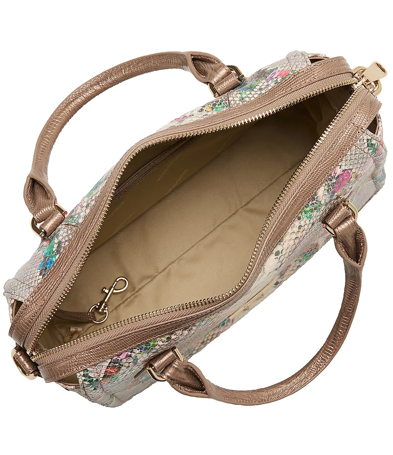 BRAHMIN Piaffe Collection Micaela Snake Print Floral Satchel Bag