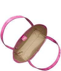 BRAHMIN Pink Alba Collection Mona Flat Croc Embossed Tote Bag