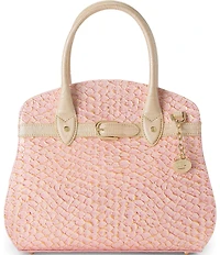 BRAHMIN Pink Novella Collection Rosetta Snake Embossed Top Handle Satchel Bag