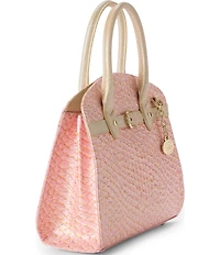 BRAHMIN Pink Novella Collection Rosetta Snake Embossed Top Handle Satchel Bag