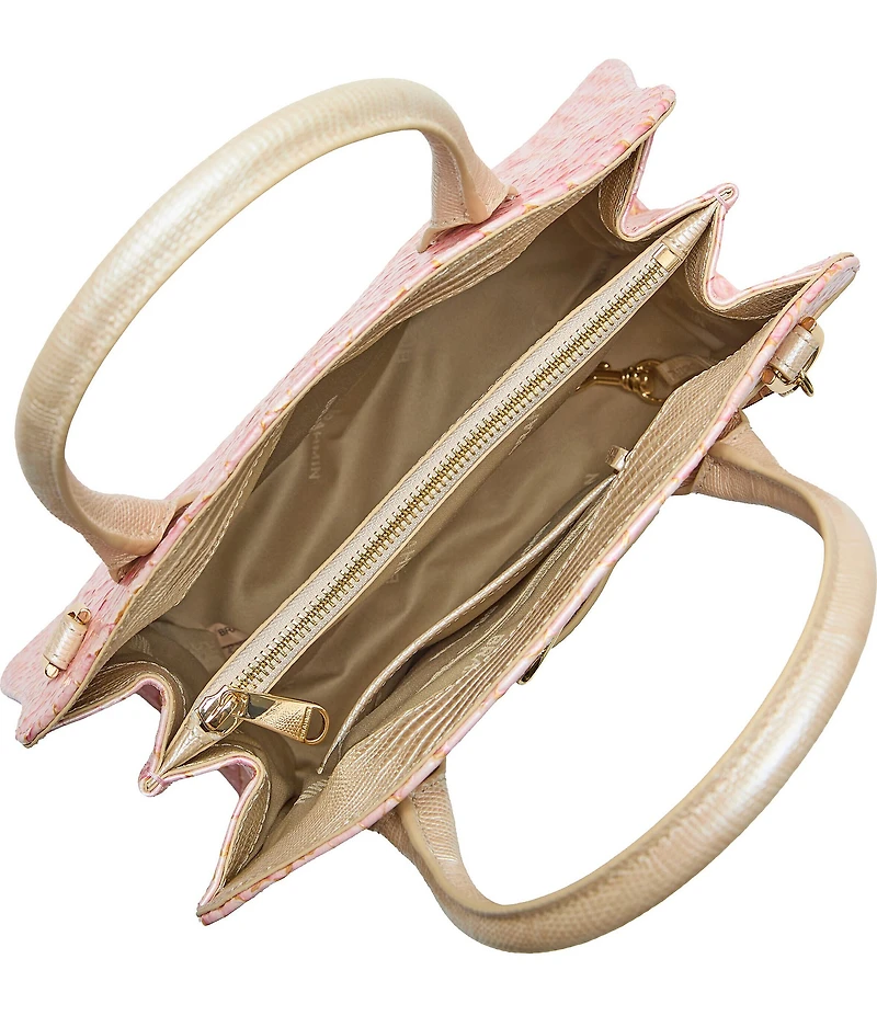 BRAHMIN Pink Novella Collection Rosetta Snake Embossed Top Handle Satchel Bag