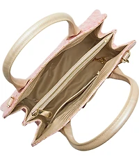BRAHMIN Pink Novella Collection Rosetta Snake Embossed Top Handle Satchel Bag