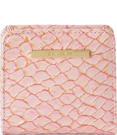 BRAHMIN Pink Novella Collection Snake Embossed Jane Mini Bifold Wallet