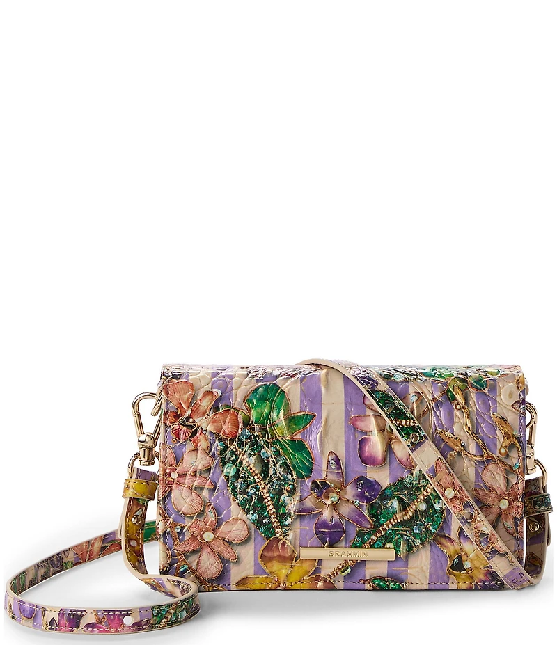BRAHMIN Pinstripe Petals Collection Minuette Crossbody Bag