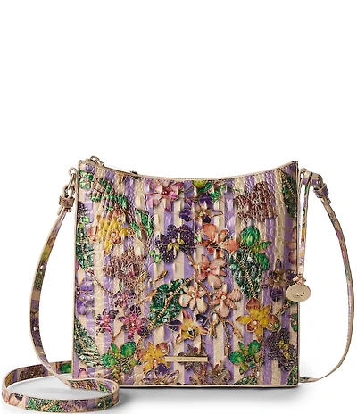 BRAHMIN Pinstripe Petals Melbourne Collectin Katie Crossbody Bag