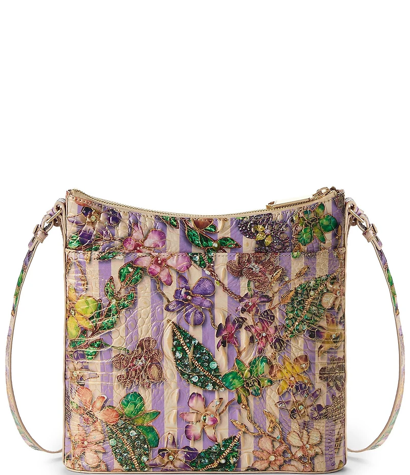 BRAHMIN Pinstripe Petals Melbourne Collectin Katie Crossbody Bag
