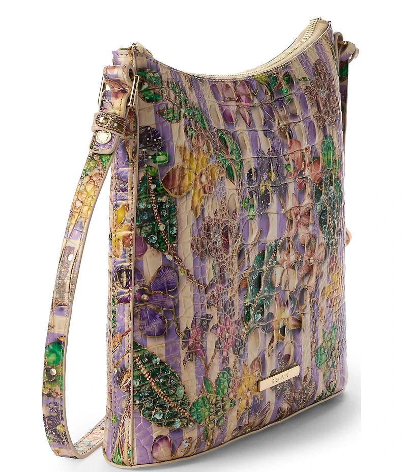BRAHMIN Pinstripe Petals Melbourne Collectin Katie Crossbody Bag