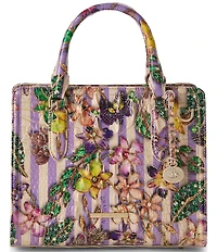 BRAHMIN Pinstripe Petals Melbourne Collection Cami Satchel Bag