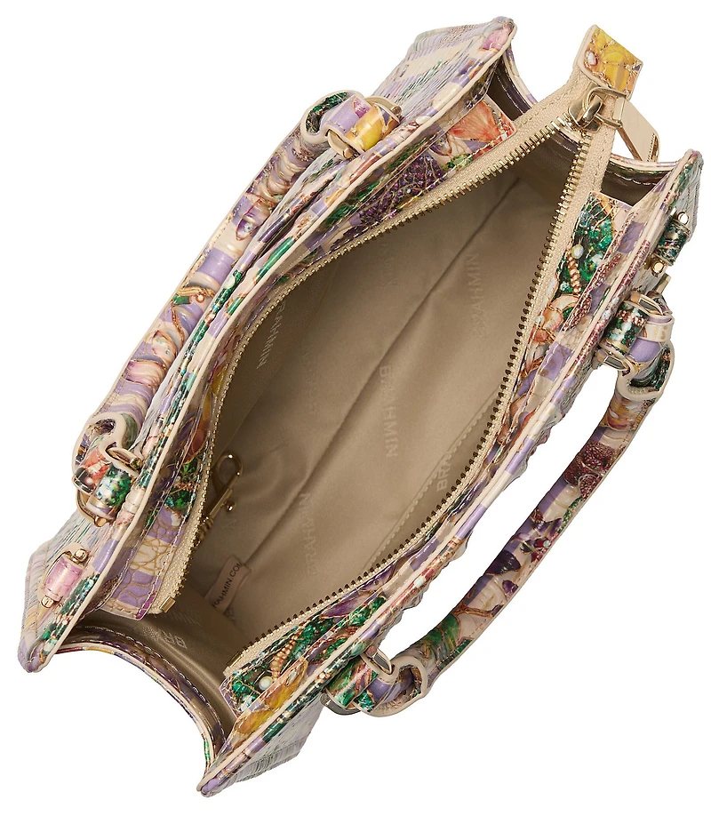 BRAHMIN Pinstripe Petals Melbourne Collection Cami Satchel Bag