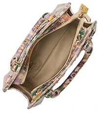 BRAHMIN Pinstripe Petals Melbourne Collection Cami Satchel Bag