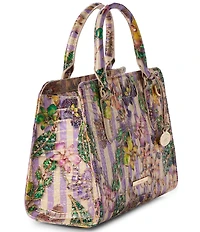 BRAHMIN Pinstripe Petals Melbourne Collection Cami Satchel Bag