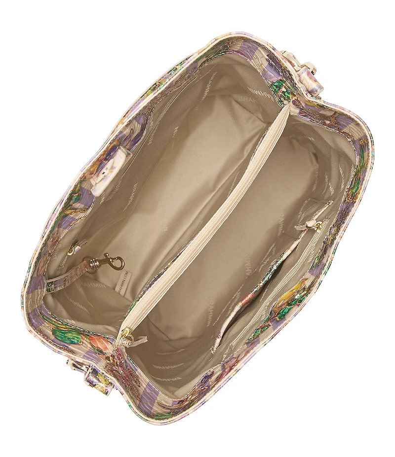 BRAHMIN Pinstripe Petals Melbourne Collection Celina Bucket Bag