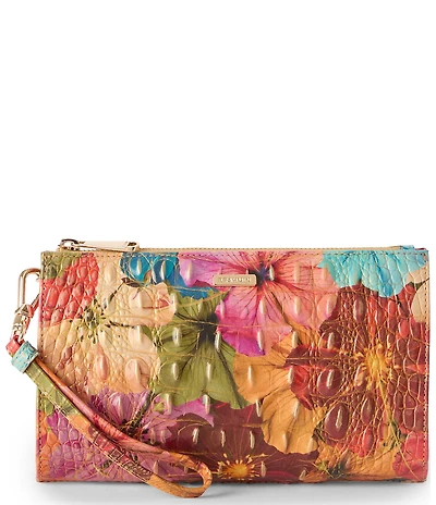 BRAHMIN Pinstripe Petals Melbourne Collection Daisy Wristlet