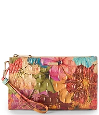 BRAHMIN Pinstripe Petals Melbourne Collection Daisy Wristlet