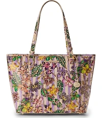 BRAHMIN Pinstripe Petals Melbourne Collectoin Medium Asher Tote Bag