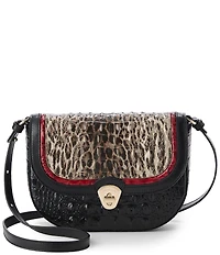 BRAHMIN Portia Calgary Collection Ocelot Animal Print Turn Lock Flap Crossbody Bag