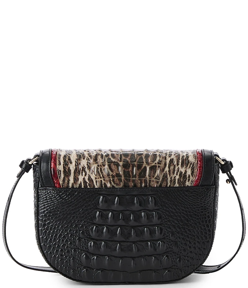 BRAHMIN Portia Calgary Collection Ocelot Animal Print Turn Lock Flap Crossbody Bag