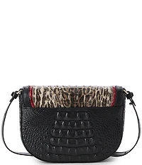 BRAHMIN Portia Calgary Collection Ocelot Animal Print Turn Lock Flap Crossbody Bag