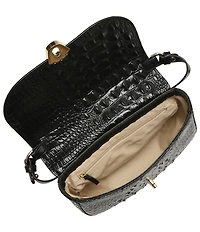 BRAHMIN Portia Calgary Collection Ocelot Animal Print Turn Lock Flap Crossbody Bag