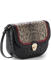 BRAHMIN Portia Calgary Collection Ocelot Animal Print Turn Lock Flap Crossbody Bag