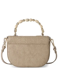 BRAHMIN Portia Fossilized Woodland Collection Flap Beaded Embroidered Turn Lock Resin Handle Crossbody Bag