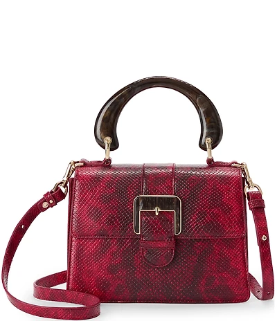 BRAHMIN Red Opal Cassatt Small Hallie Belted Satchel Bag
