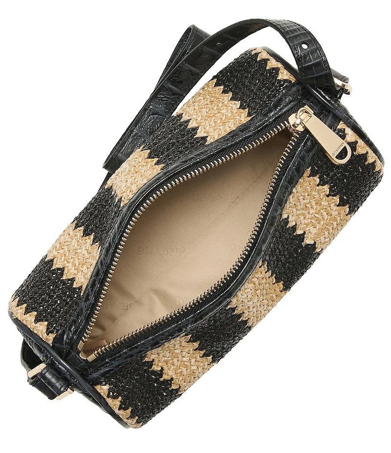 BRAHMIN Resort Samos Collection Billie Raffia Barrel Shoulder Bag